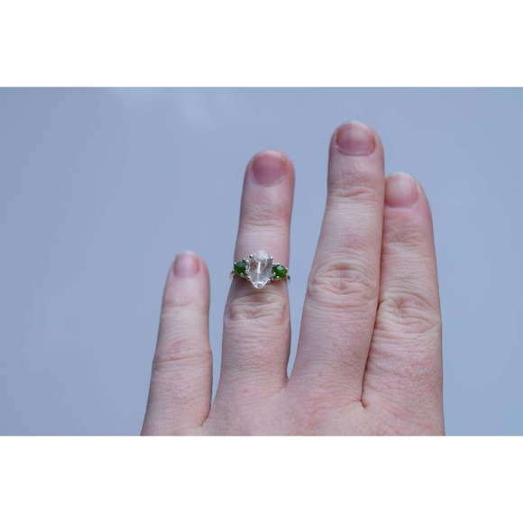 Natural Emerald Ring alternative Diamond Engagement Ring Sterling Silver… - Picture 5 of 10